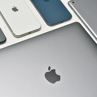 Modern portable apple products top view